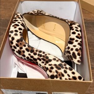 Christian Louboutin Leopard-Print Pointed-Toe Pumps with Red Sole